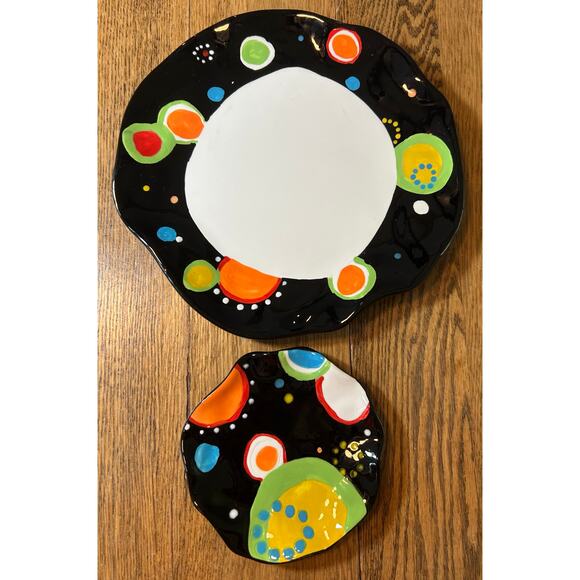 Vintage Ganz Bella Casa Plate Set Abstract Flower Scalloped Ruffle Edge 80’s - Picture 2 of 7